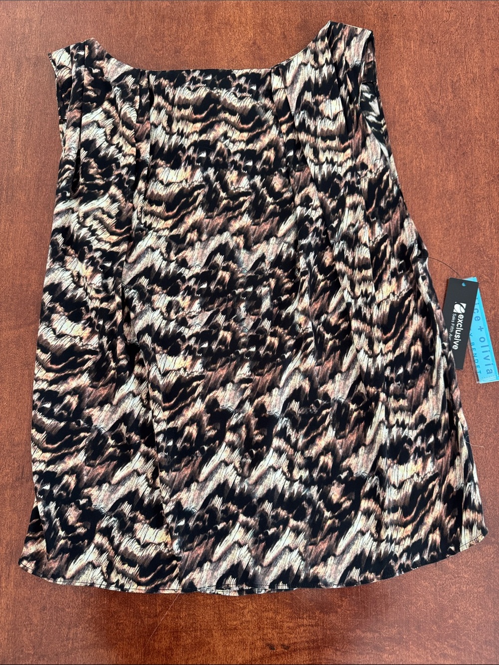 Alice + Olivia Tiger Eye Skeeveles Silk Blouse